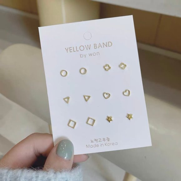 S925 Sterling Silver Studs Earings 6 Pairs Set - Picture 1 of 8